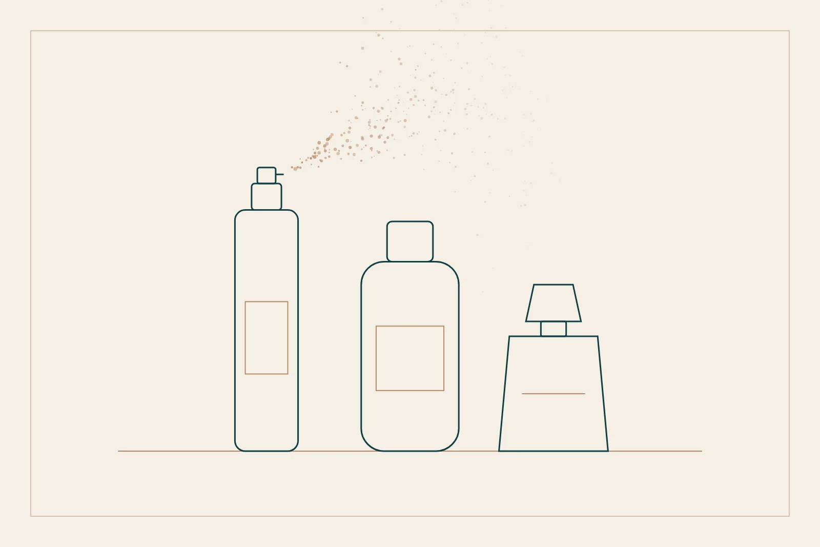 Body splash vs body mist vs perfume: three bottle shapes in line art